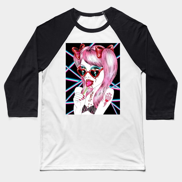 Laser Lolita Baseball T-Shirt by VeronicaLux